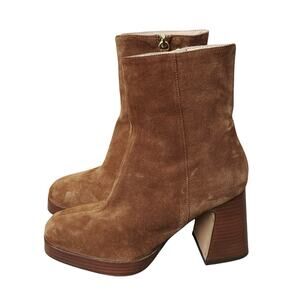 ANA PALMA Womens Size EUR 37 US 6.5 Tan Suede Leather Heeled Ankle Boots Shoes